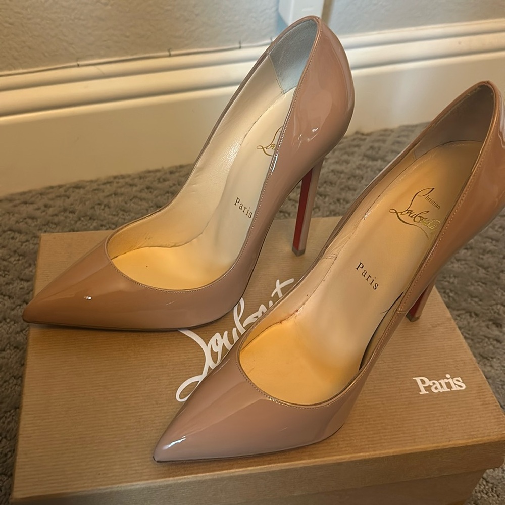 Christian louboutin nude patent leather pigalle  worn only 1 time ….